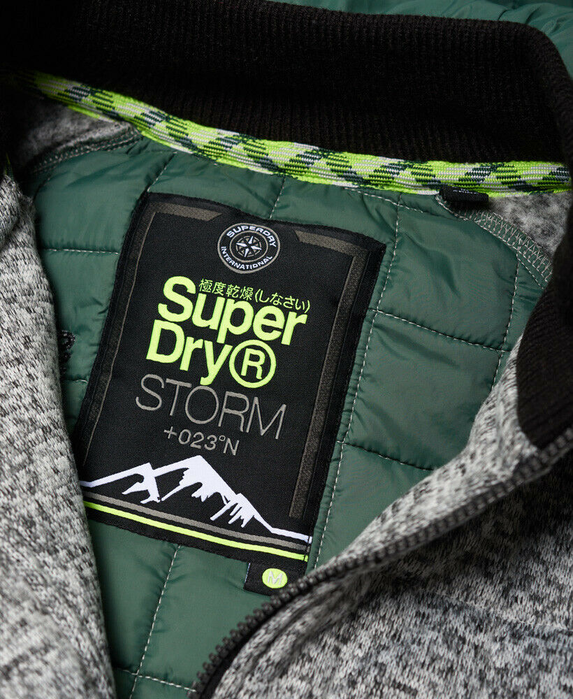 New Mens Superdry Storm Quilted Zip Hoodie Grey Granite Marl Superdry Storm Quilted Zip Hoodie Men's Hoodies