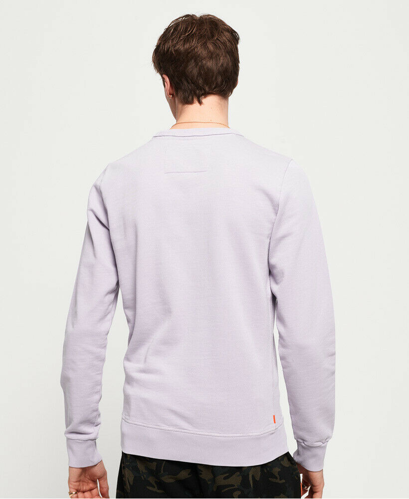 New Mens Superdry Mens Orange Label Pastel Line Crew Sweatshirt Pastel Lilac
