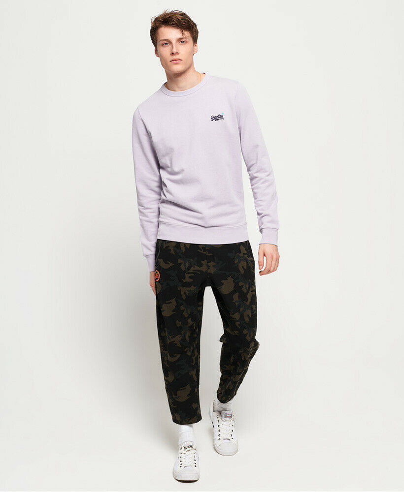 New Mens Superdry Mens Orange Label Pastel Line Crew Sweatshirt Pastel Lilac