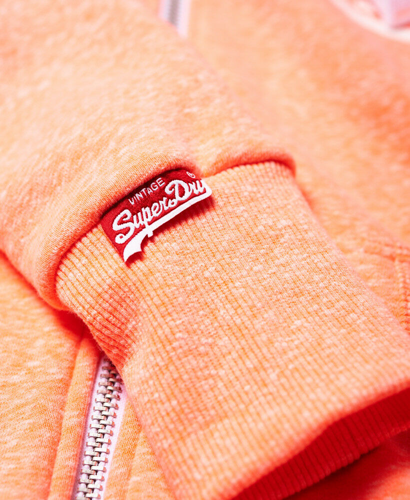New Womens Superdry Track /& Field Zip Hoodie Racing Coral Snowy