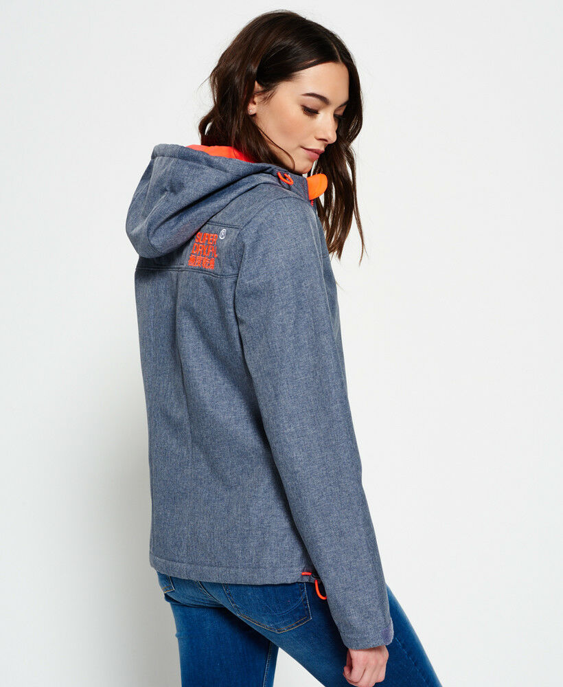 Neue Damen Superdry Windtrekker-Kapuzenjacke Storm Meliert