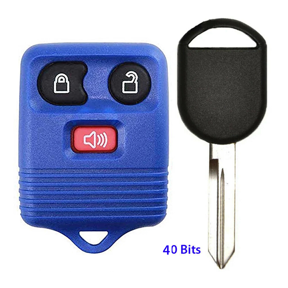 Replacement for Ford F150 F250 F350 2007 2008 2009 Blue Car Remote Fob + 40 Key