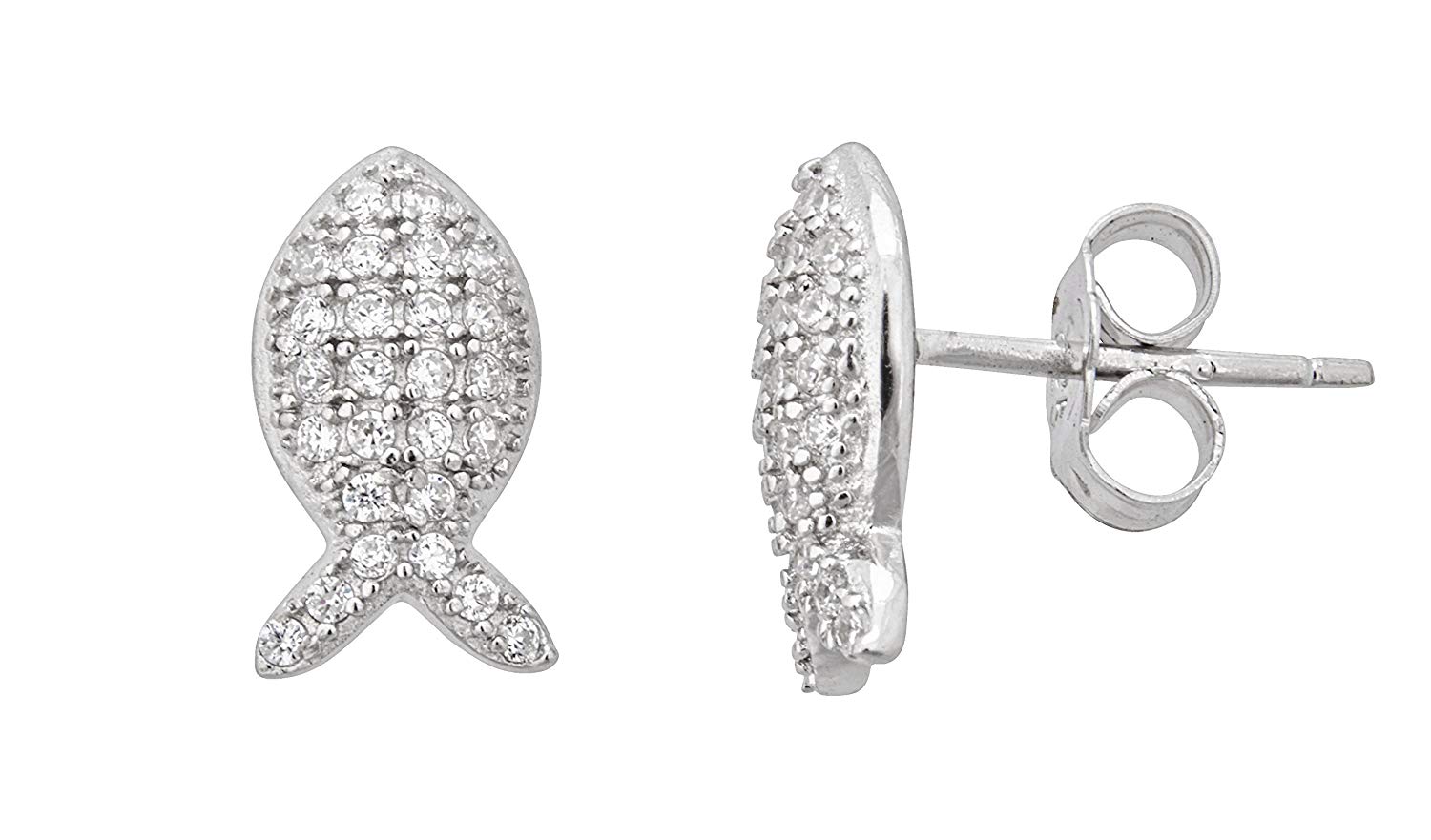 Decadence Sterling Silver Rhodium Pave Open Cross Dangling Pendant
