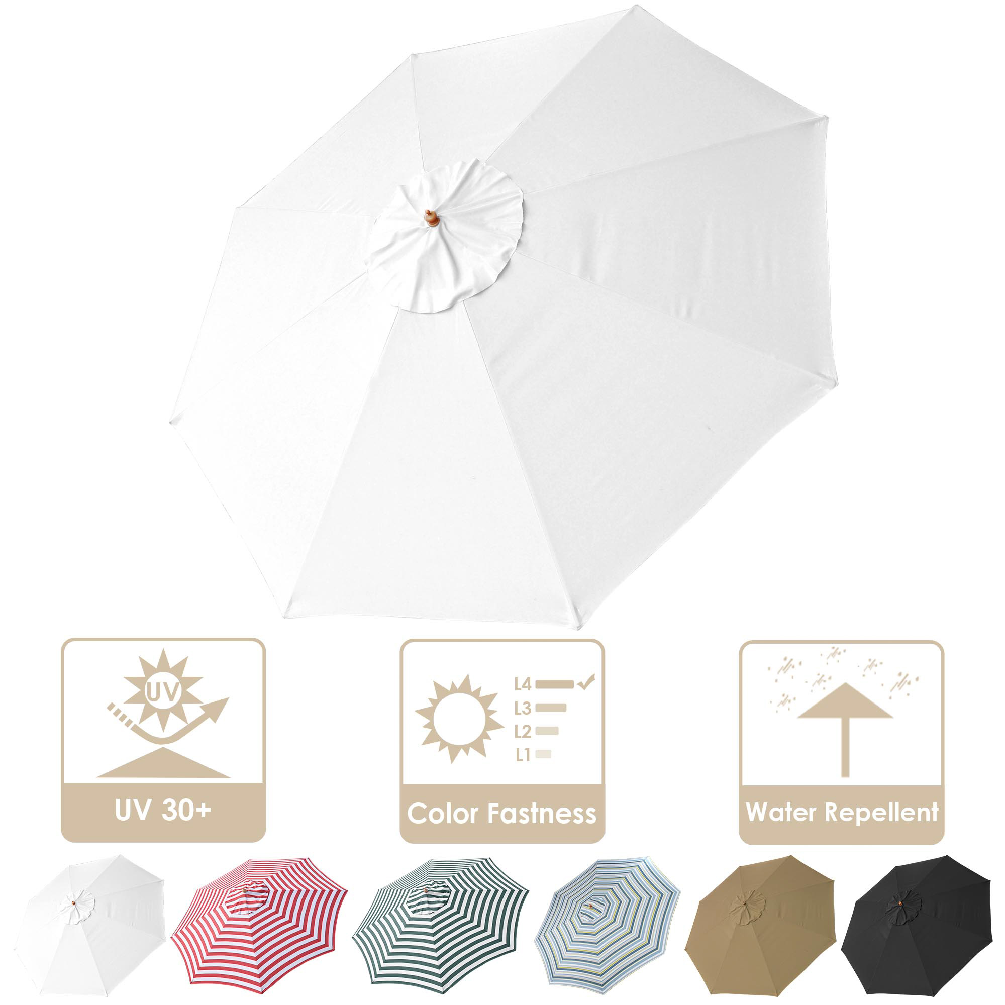 13 Ft Patio Umbrella Replacement Canopy Market Outdoor Beach Poolside Top Cover - Picture 28 of 36