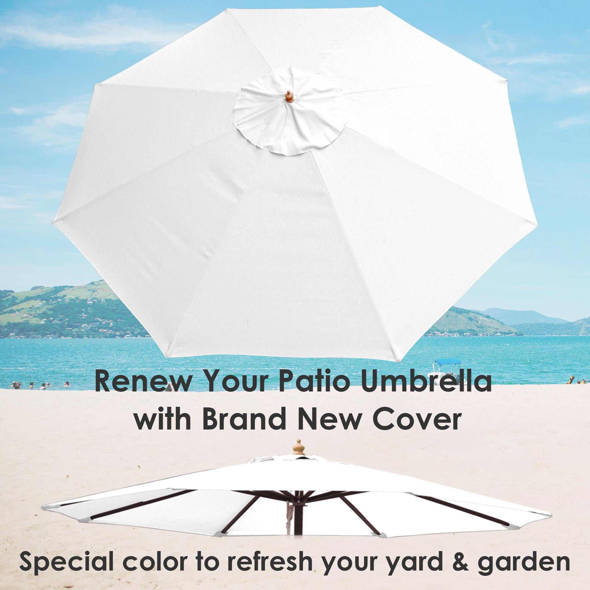 13 Ft Patio Umbrella Replacement Canopy Market Outdoor Beach Poolside Top Cover - Picture 29 of 36