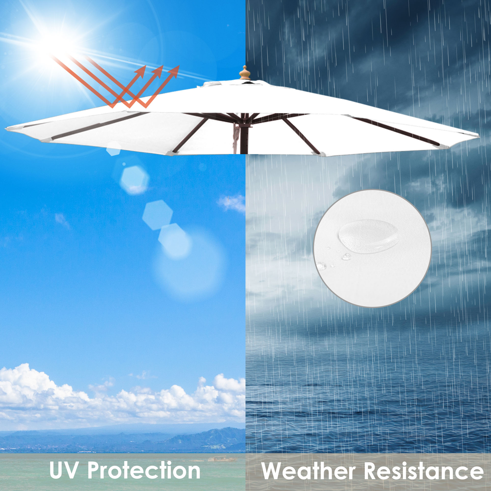 13 Ft Patio Umbrella Replacement Canopy Market Outdoor Beach Poolside Top Cover - Picture 30 of 36