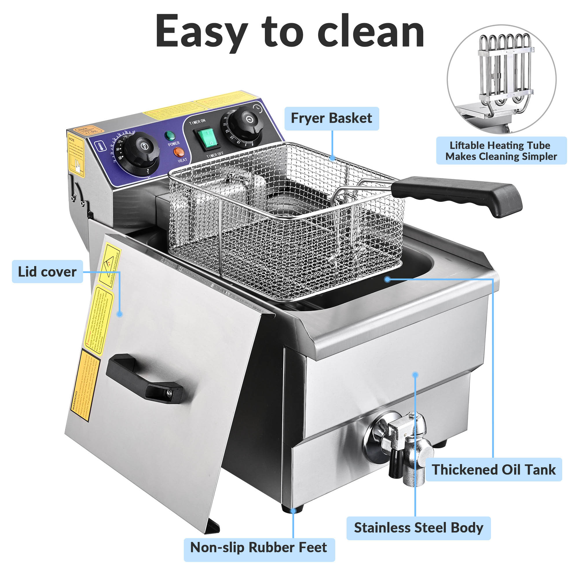 WeChef Elektrische Fritteuse Gewerbe Restaurant Hotel 10L-24L Tank Fast Food - Bild 9 von 45