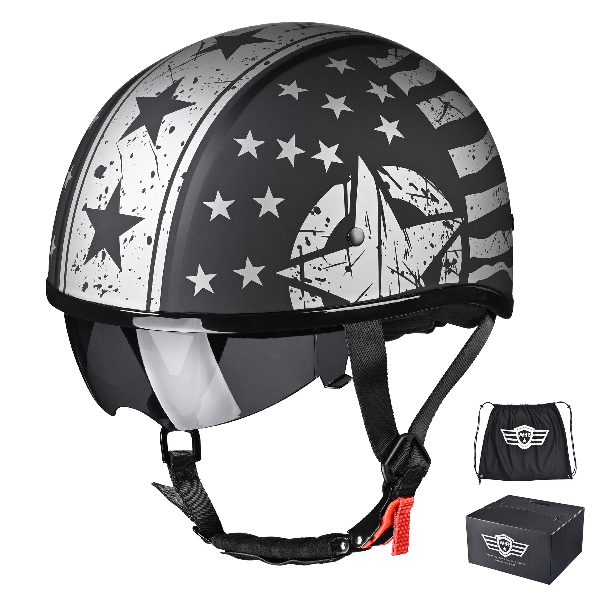 ahr motorcycle helmets RUN-F3 DOT Helmet Full Face Red  Silicon Power Store (US) Polyester. AHR Half Face Motorcycle Helmet