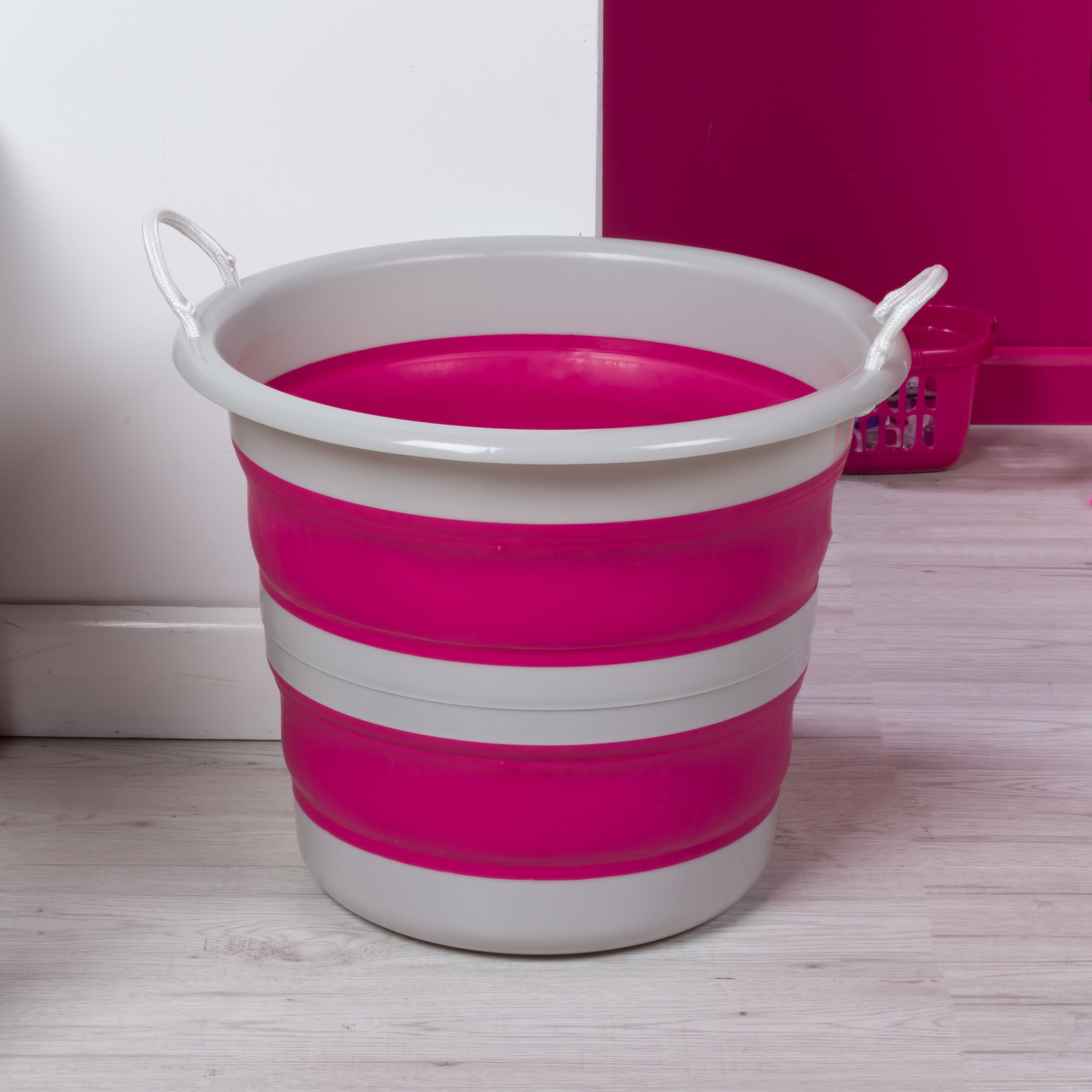Pink//Grey 30 Litre Kleeneze KL065438PNKEU Collapsible Cleaning Bucket