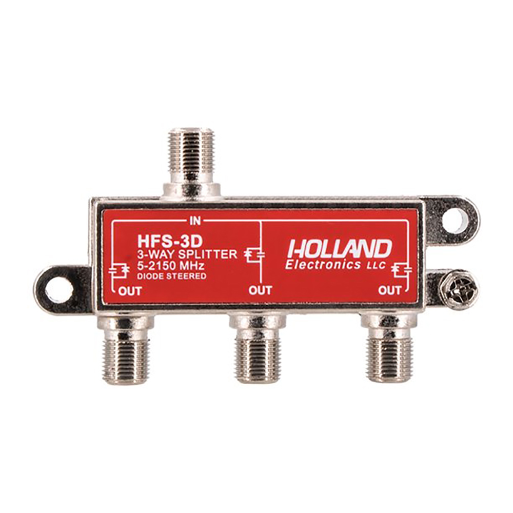 Holland HFS-3D 3-Way Coax Splitter Dish Network Approved Hopper