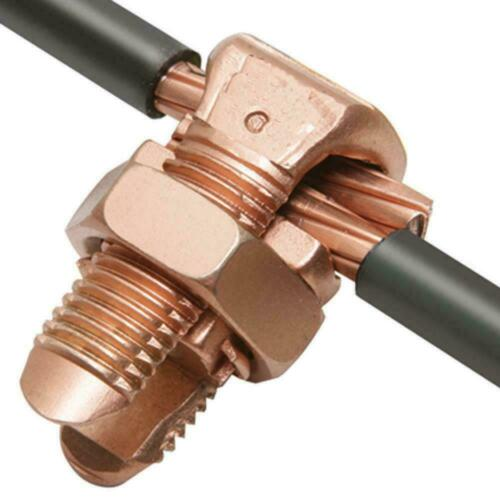 SatelliteSale Grounding Split Bolt Connectors - UL Listed Copper Coated Brass, Size #4 (5 Pack)
