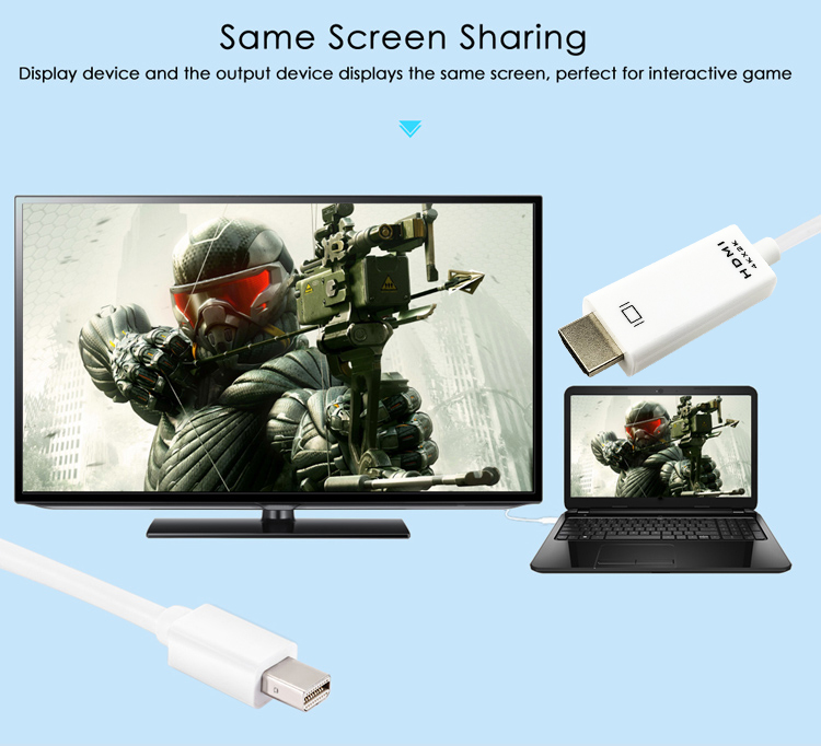 SatelliteSale Mini DisplayPort to HDMI 4K/30Hz Cable PVC White Cord
