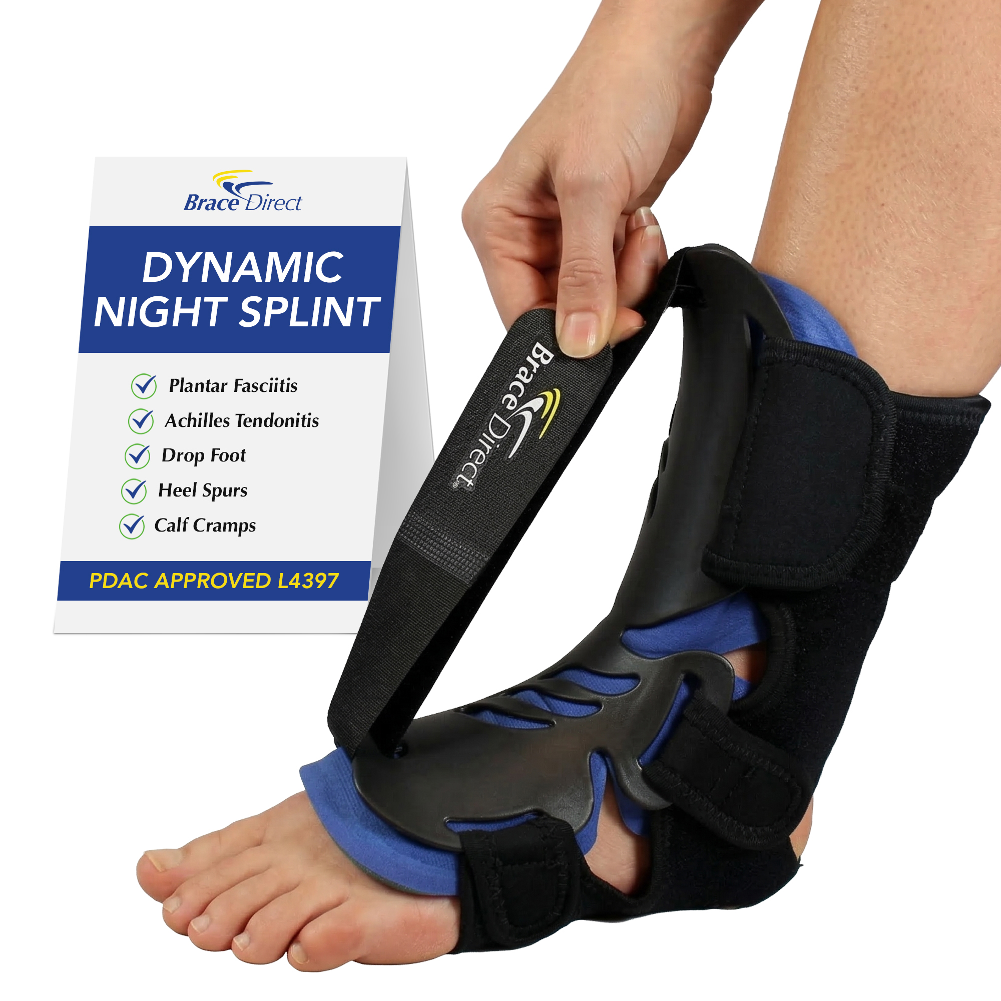 plantar fasciitis achilles tendonitis heel pain drop foot foot contractures calf cramps night splint rigid orthotic support adjustable dorsiflexion padded liner breathable comfort fsa hsa men women large extralarge