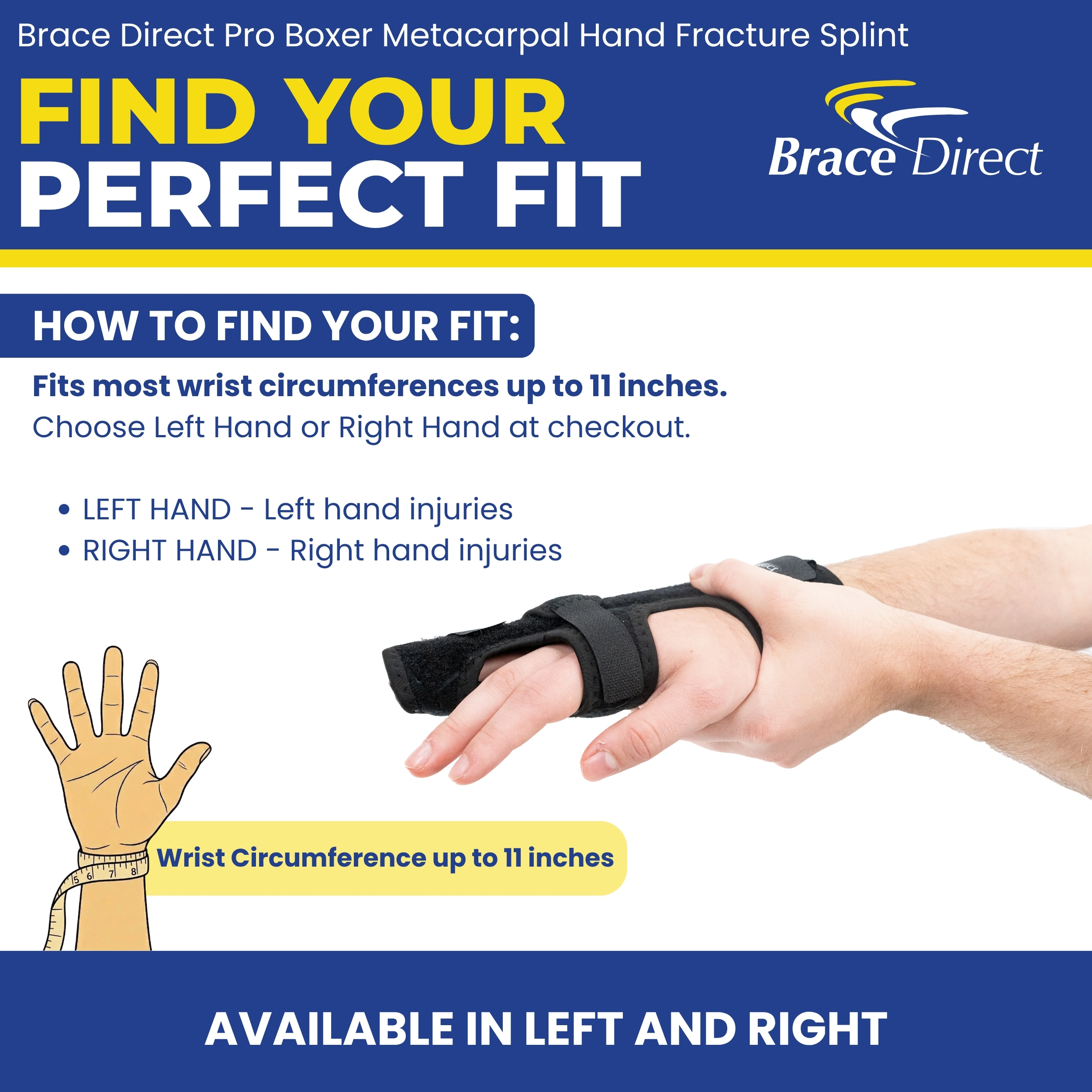 Brace Direct Pro Boxer Metacarpal Hand Fracture Splint Ulnar Radial Gutter L3809
