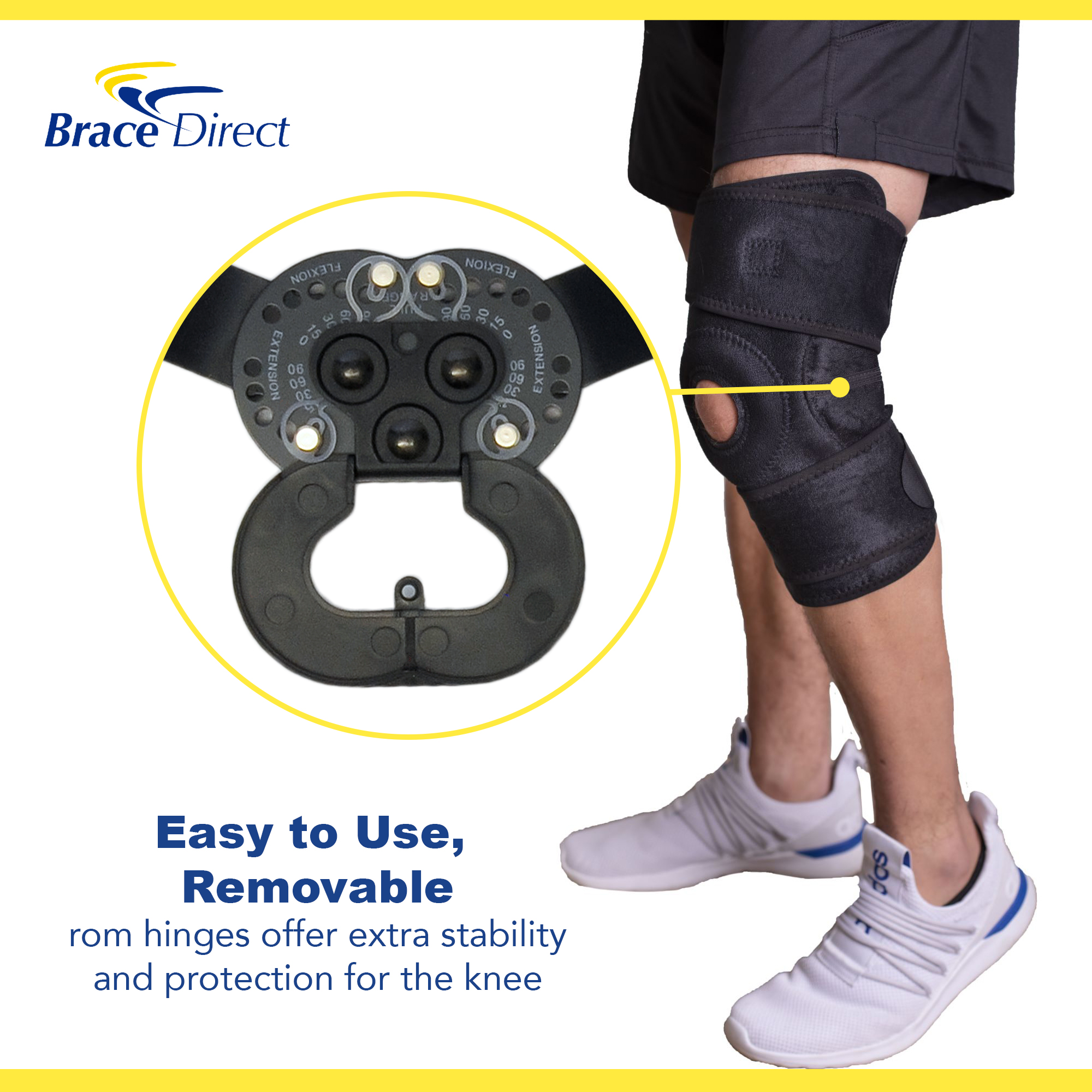 Hinged ROM Adjustable Stabilizing Runner’s Knee Brace Superior Active Support