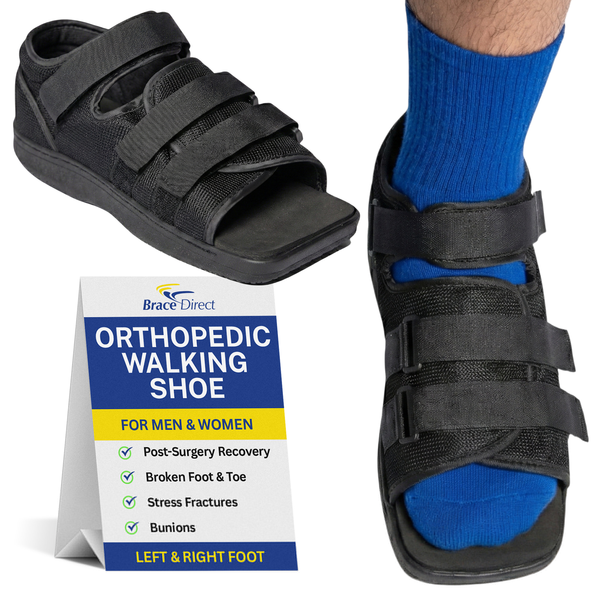 medical foot brace stress fracture broken toe support immobilizer orthopedic cast shoe stiff sole surgical injury wrap protection ortho walking aid recovery boot alternative forefoot offloading post op surgery relief left right square open