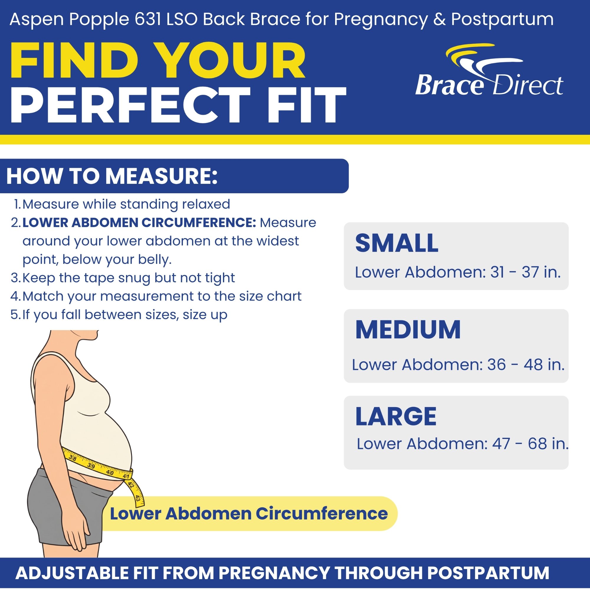 Aspen Popple 631 LSO Maternity Back Brace Pregnancy Support L0631, L0648