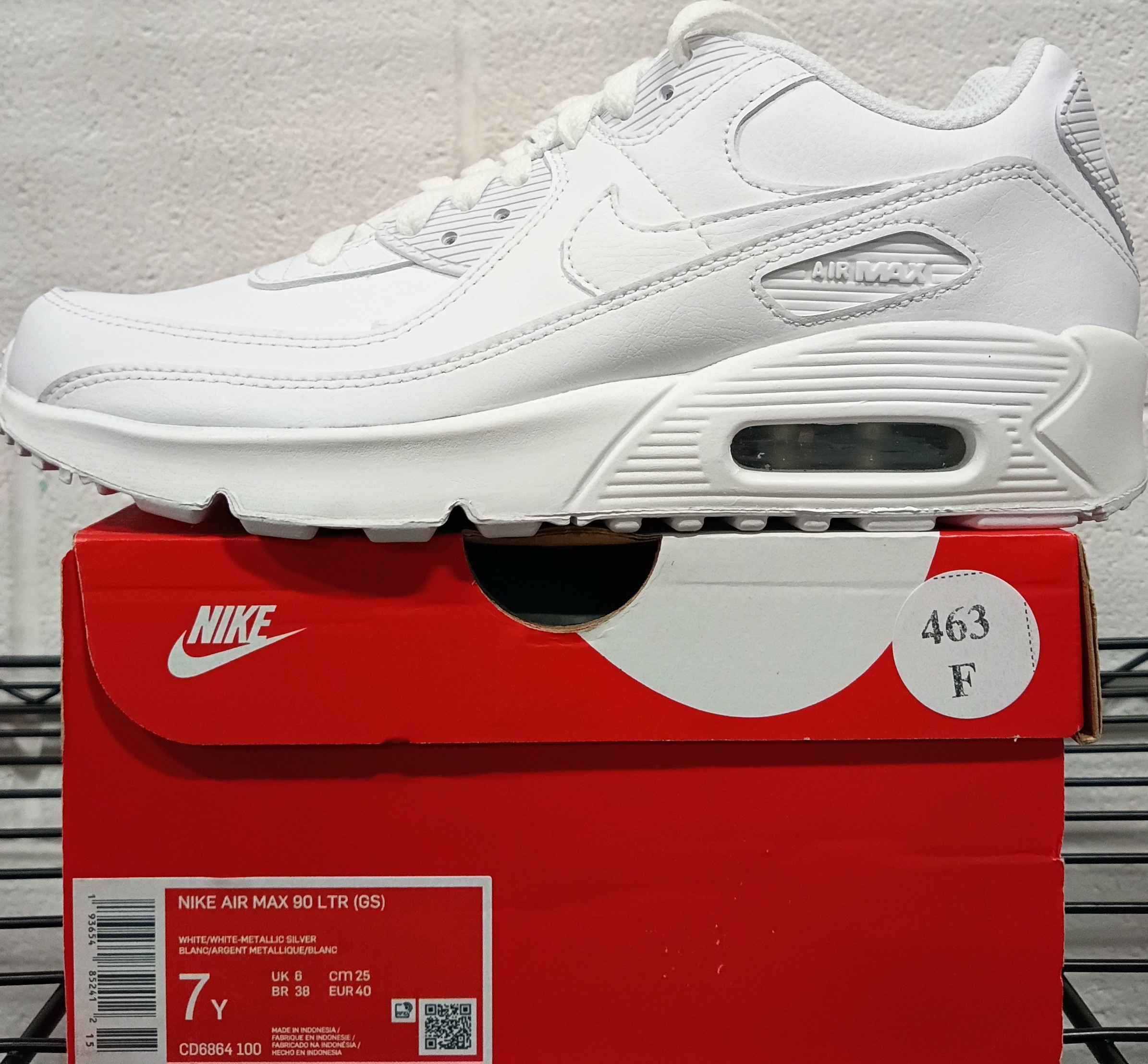 Big Kid’s Nike Air Max 90 LTR White/White-Metallic Silver (GS) (CD6864 100) – 7