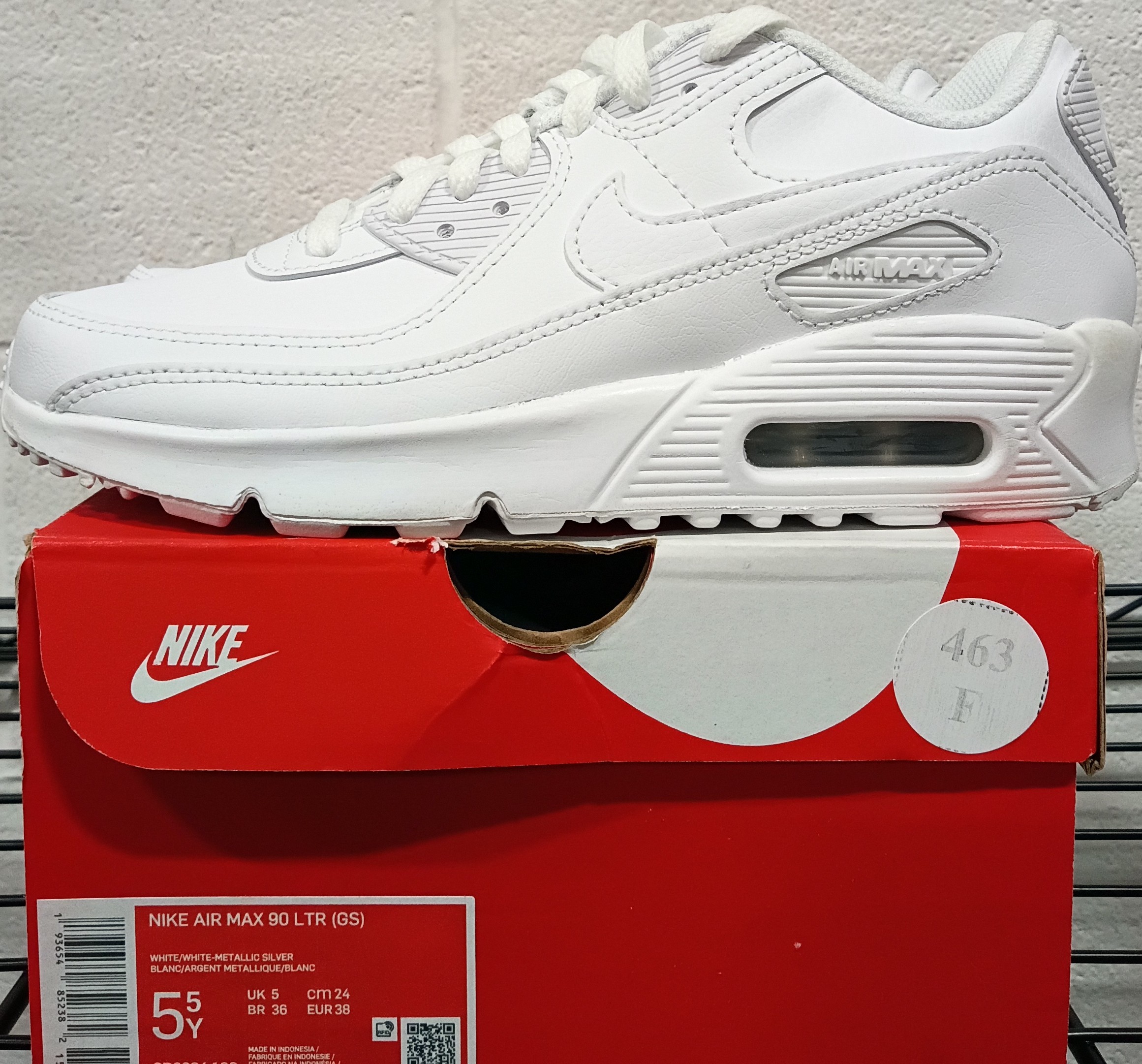 Big Kid’s Nike Air Max 90 LTR White/White-Metallic Silver (GS) (CD6864 100) –