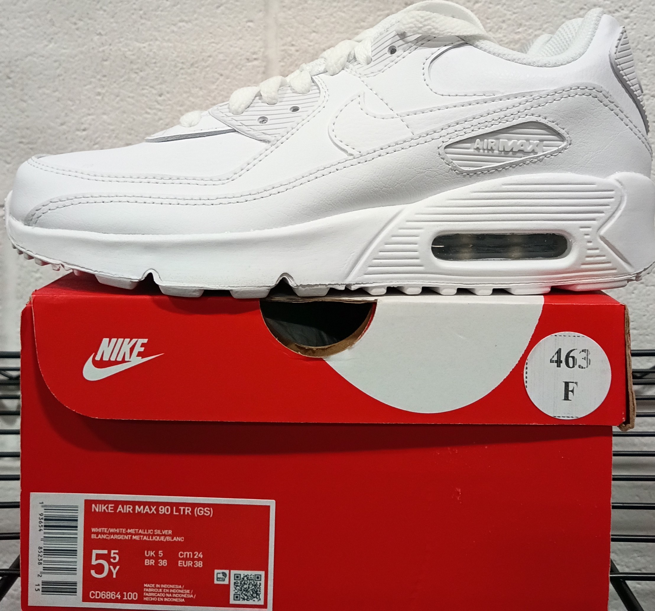 Big Kid’s Nike Air Max 90 LTR White/White-Metallic Silver (GS) (CD6864 100) –