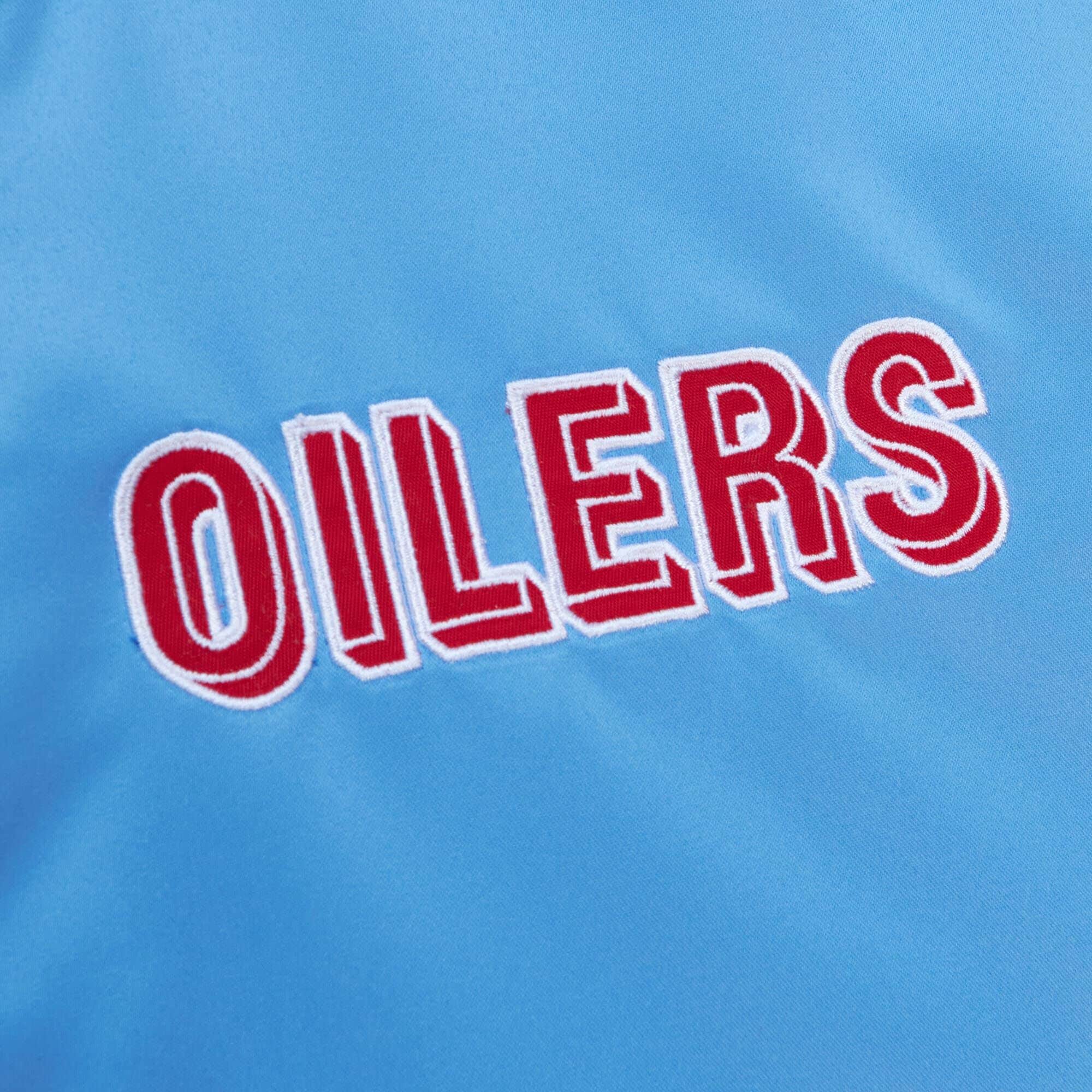 Men's Mitchell & Ness NFL Houston Oilers Light Blue Heavyweight Satin Jacket