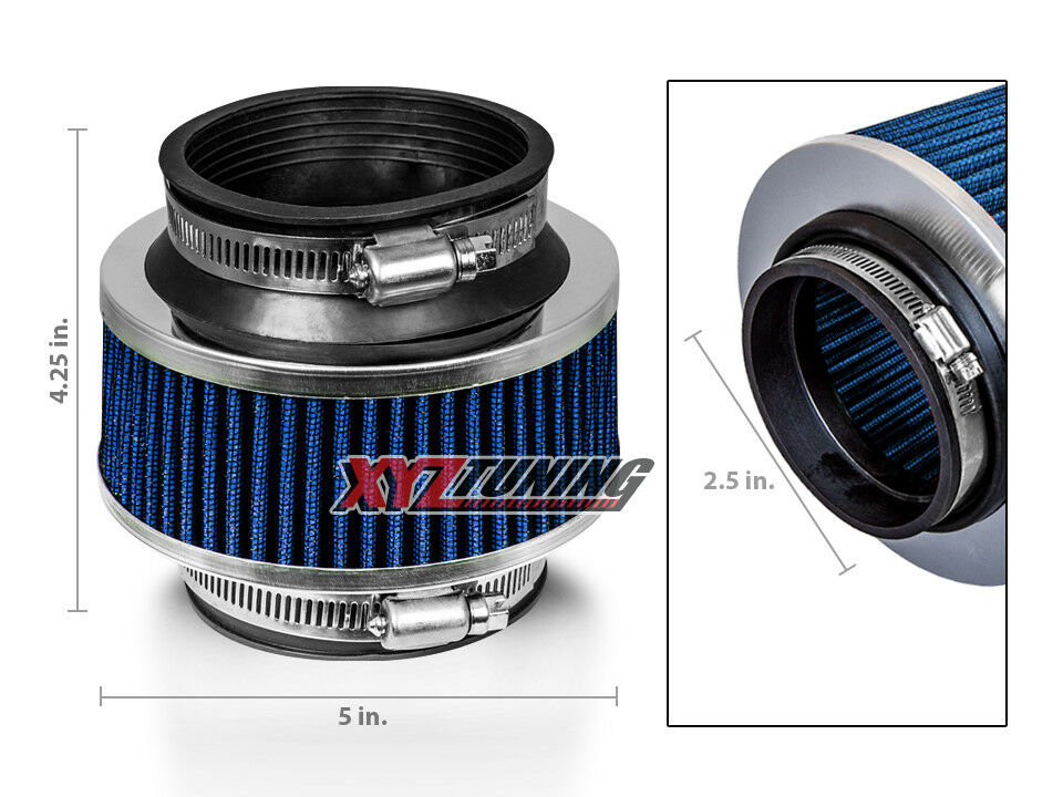 2.5" 2.5 Inches Cold Air Intake Bypass Valve Air Filter 63.5 mm BLUE