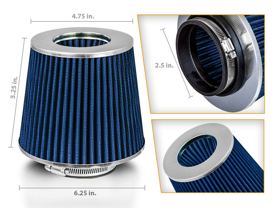 2.5" Cold Air Intake Dry Filter Universal BLUE For CL/CSX/EL/ILX/MDX