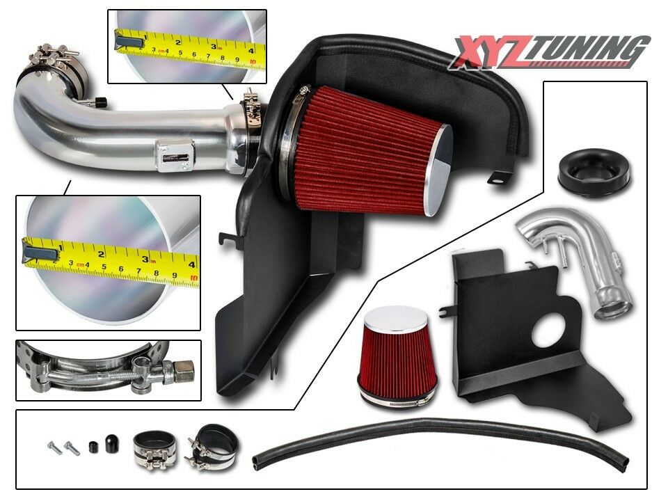 3.5" RED Heat Shield Cold Air Intake Kit + Filter For 1114 Mustang GT