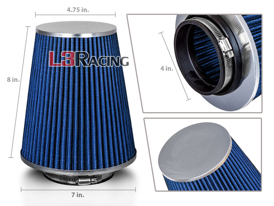 BLUE 4 Inches 4" Inlet 102mm Cold Air Intake Cone TRUCK FILTER For FORD