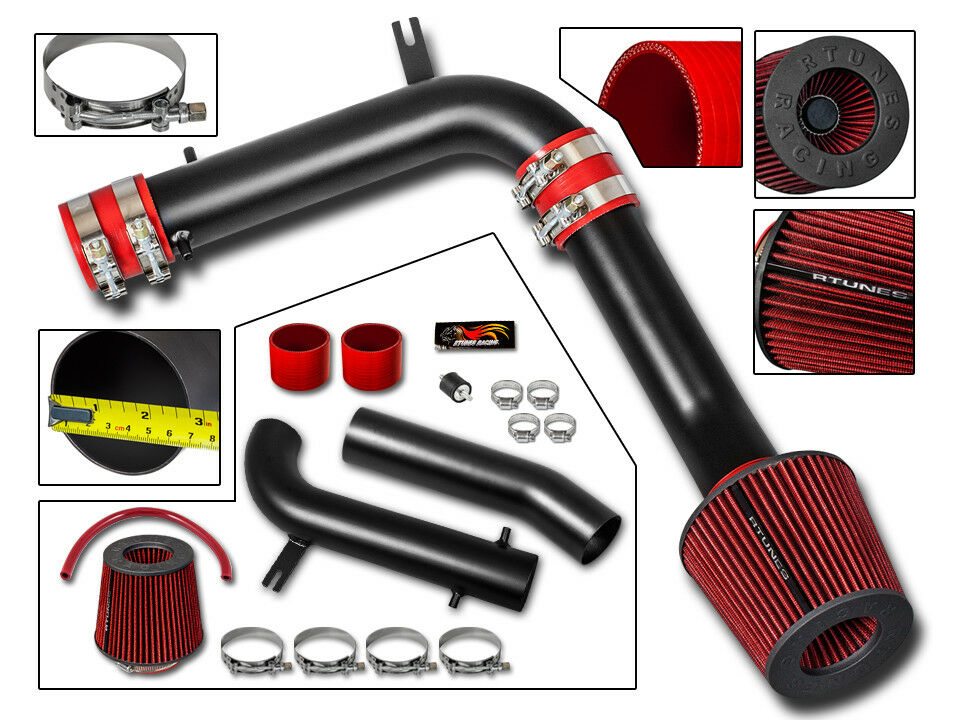 Cold Air Intake Kit MATT BLACK+ RED Filter For 0103 Acura CL / 0003
