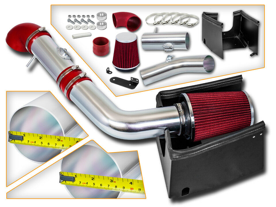 High Performance Parts Heat Shield Cold Air Intake Kit /& Red Filter Combo Compatible for 05 06 07 08 Ford F150 V8 5.4L Heat Shield