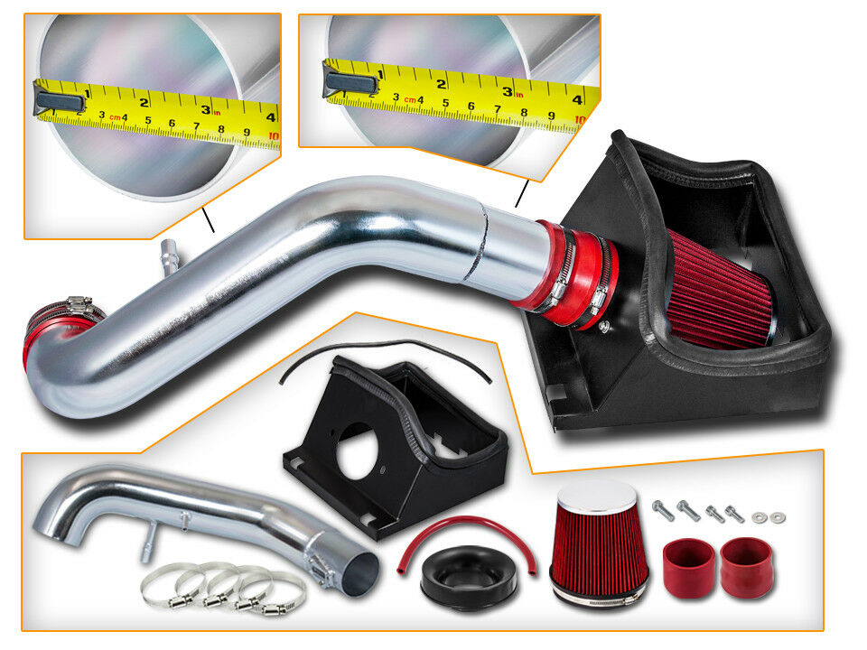 Cold Air Intake System with Heat Shield Kit Filter Combo RED Compatible For 11-14 Ford Mustang 5.0L V8