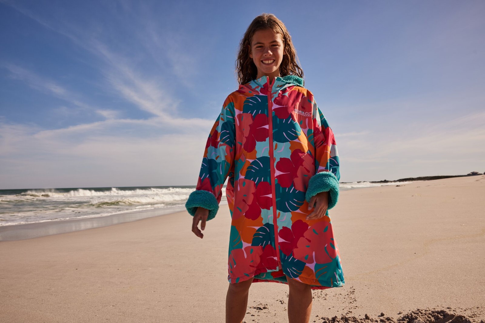 Regatta Kids Spirit Of Adventure Hooded Waterproof Warm Drying Changing Robe - Picture 148 of 150