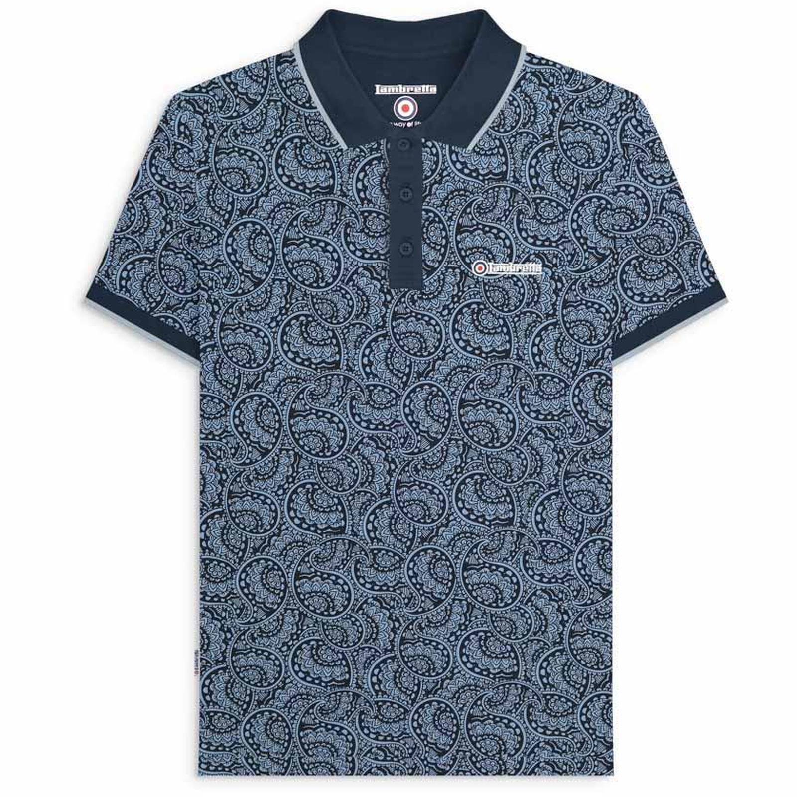 Camisa Polo Top Lambretta Para Hombres Paisley Tonal Manga Corta Mod - Imagen 6 de 11