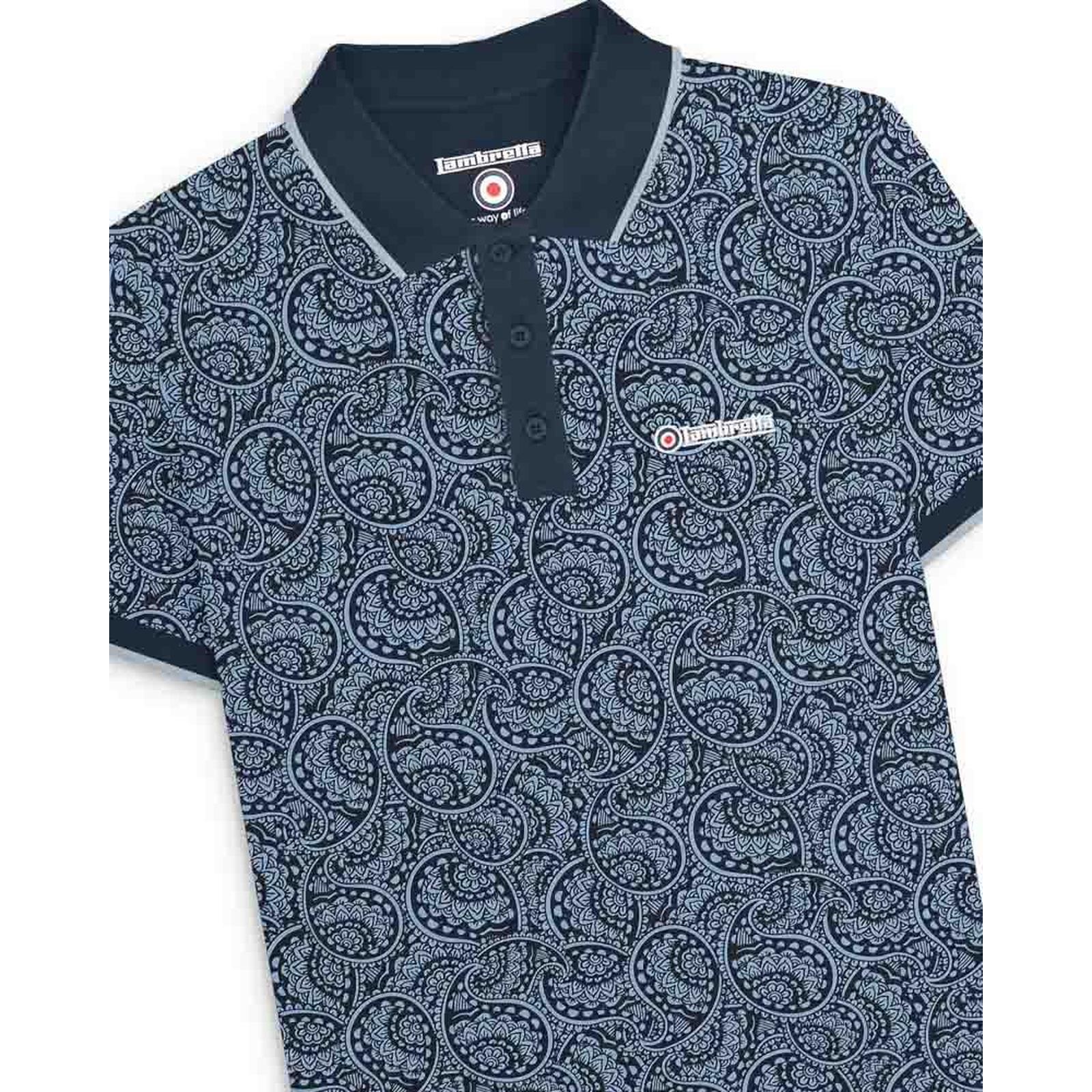 Camisa Polo Top Lambretta Para Hombres Paisley Tonal Manga Corta Mod - Imagen 8 de 11
