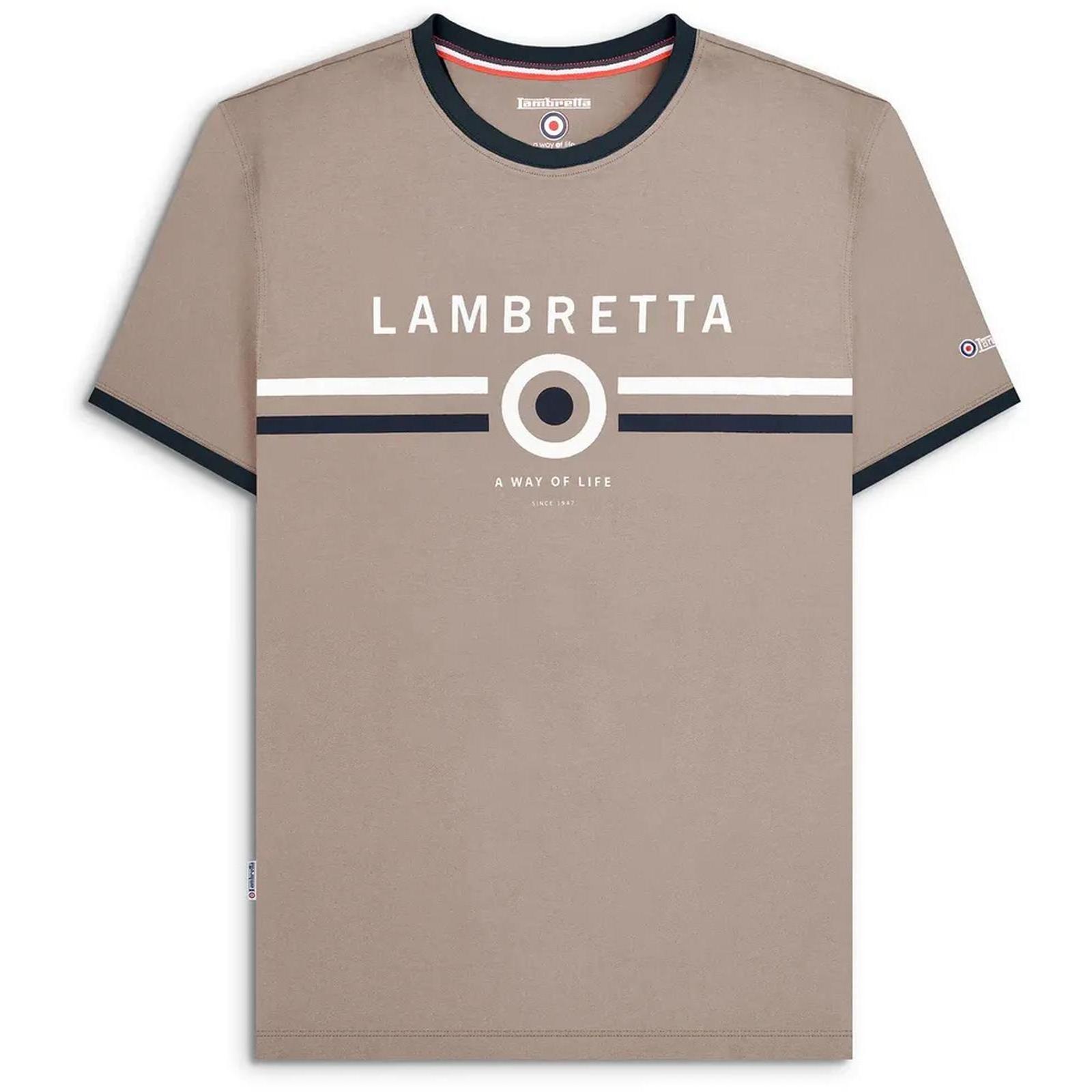 Lambretta Mens Target Ringer Crew Neck Short Sleeve Retro T-Shirt Tee Top - Picture 7 of 11