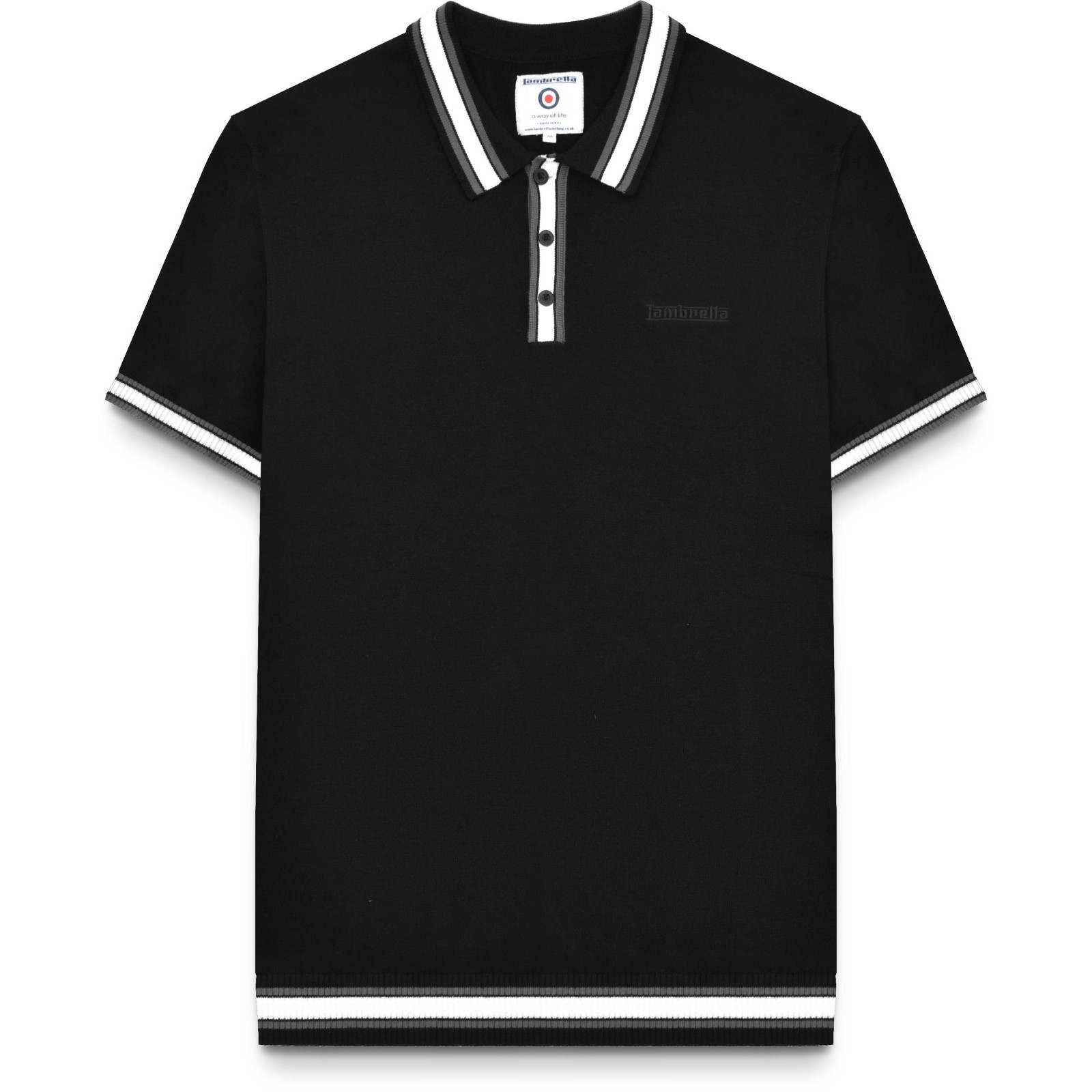 Lambretta Mens Tipped Knit Short Sleeve Polo Shirt - Picture 2 of 11