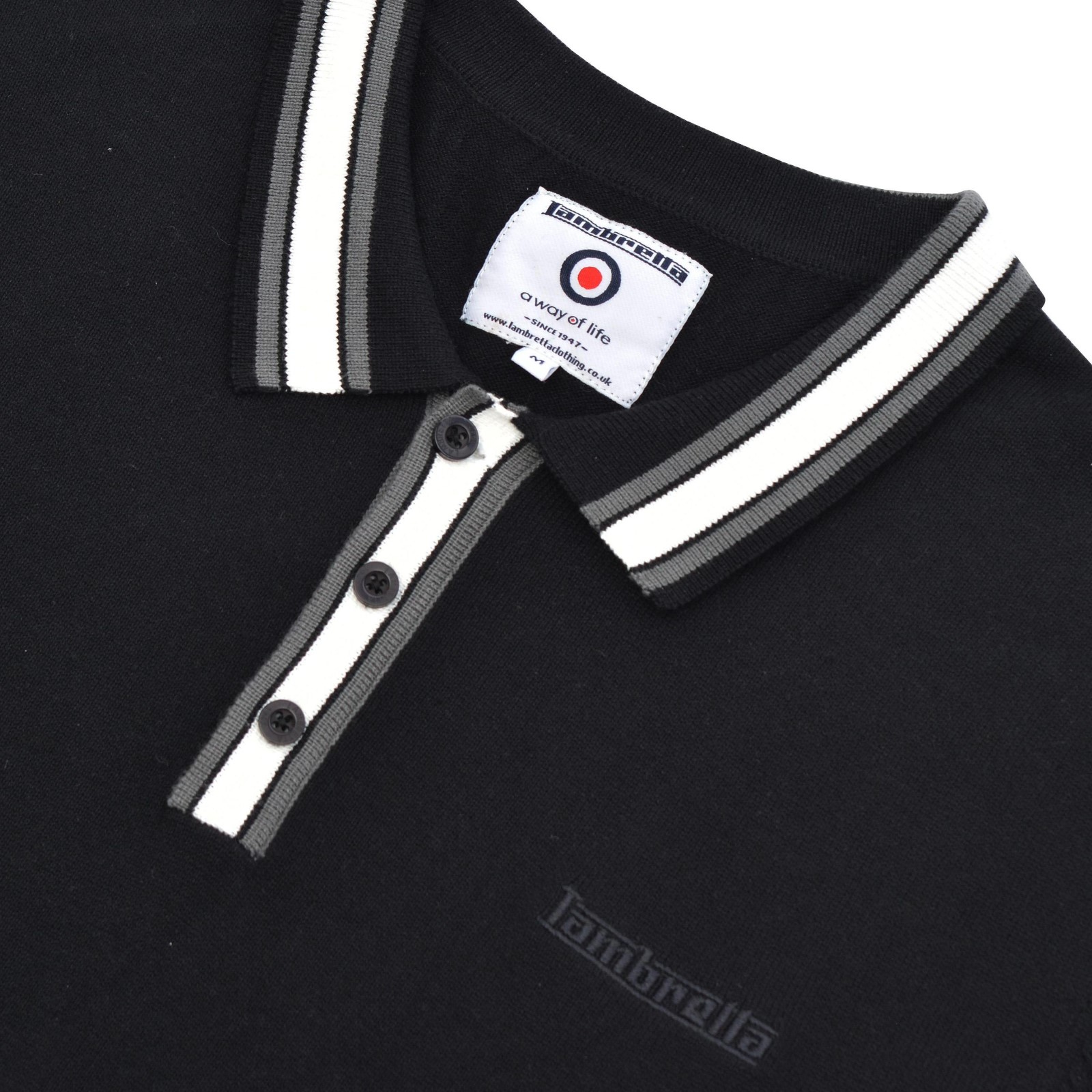 Lambretta Mens Tipped Knit Short Sleeve Polo Shirt - Picture 4 of 11