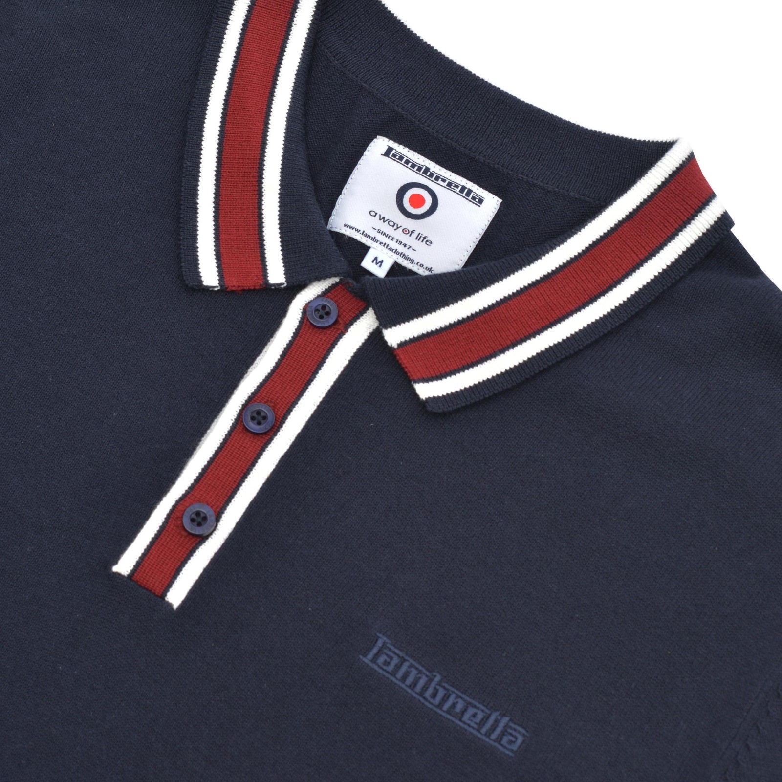 Lambretta Mens Tipped Knit Short Sleeve Polo Shirt - Picture 9 of 11