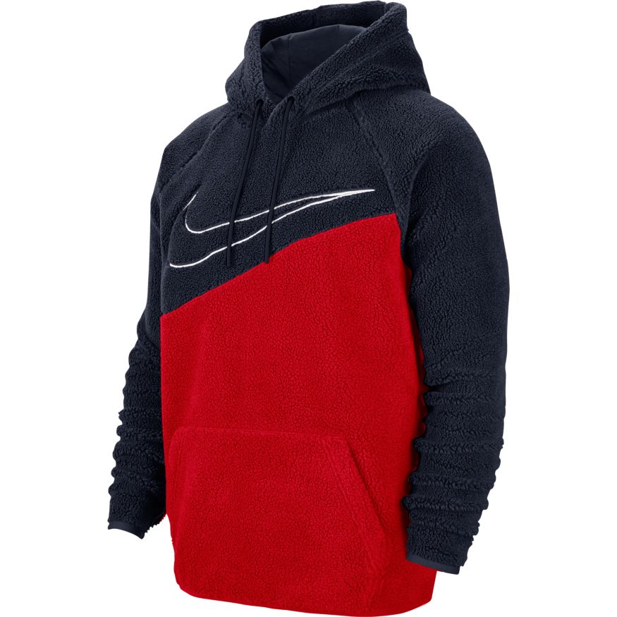 nike men's sportswear swoosh pullover hoodie red