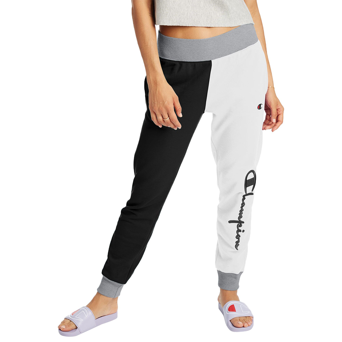 reverse weave colorblock joggers