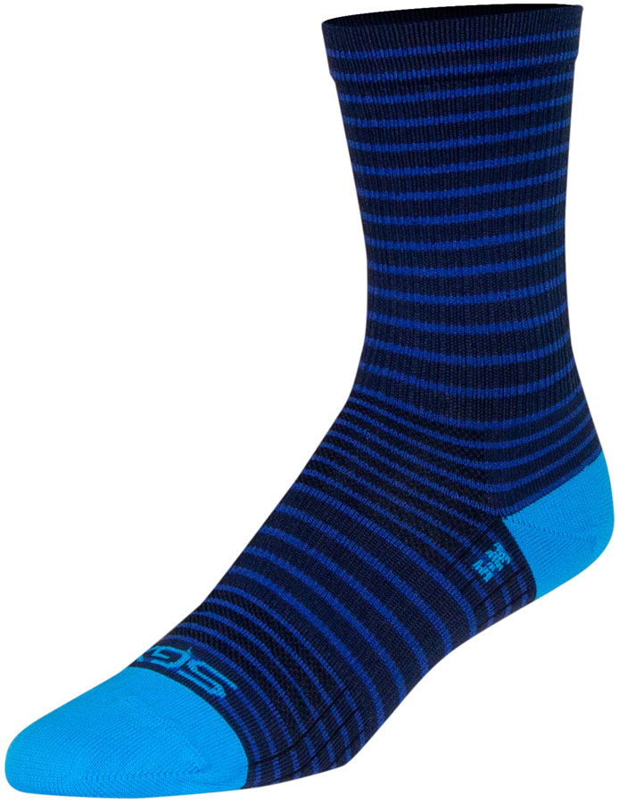 SockGuy Navy Stripes SGX Socks - 6 inch, Navy, Large/X-Large