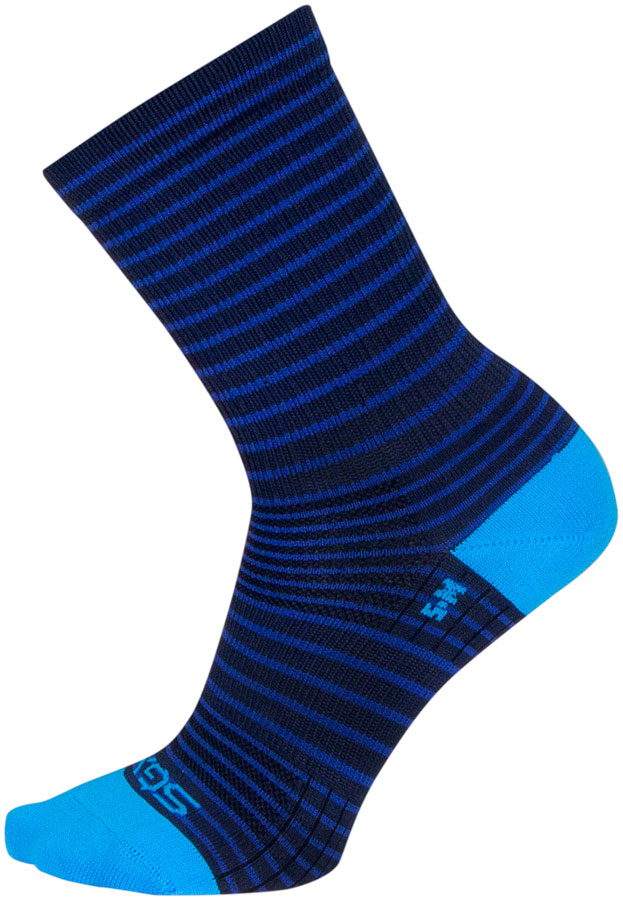 SockGuy Navy Stripes SGX Socks - 6 inch, Navy, Large/X-Large