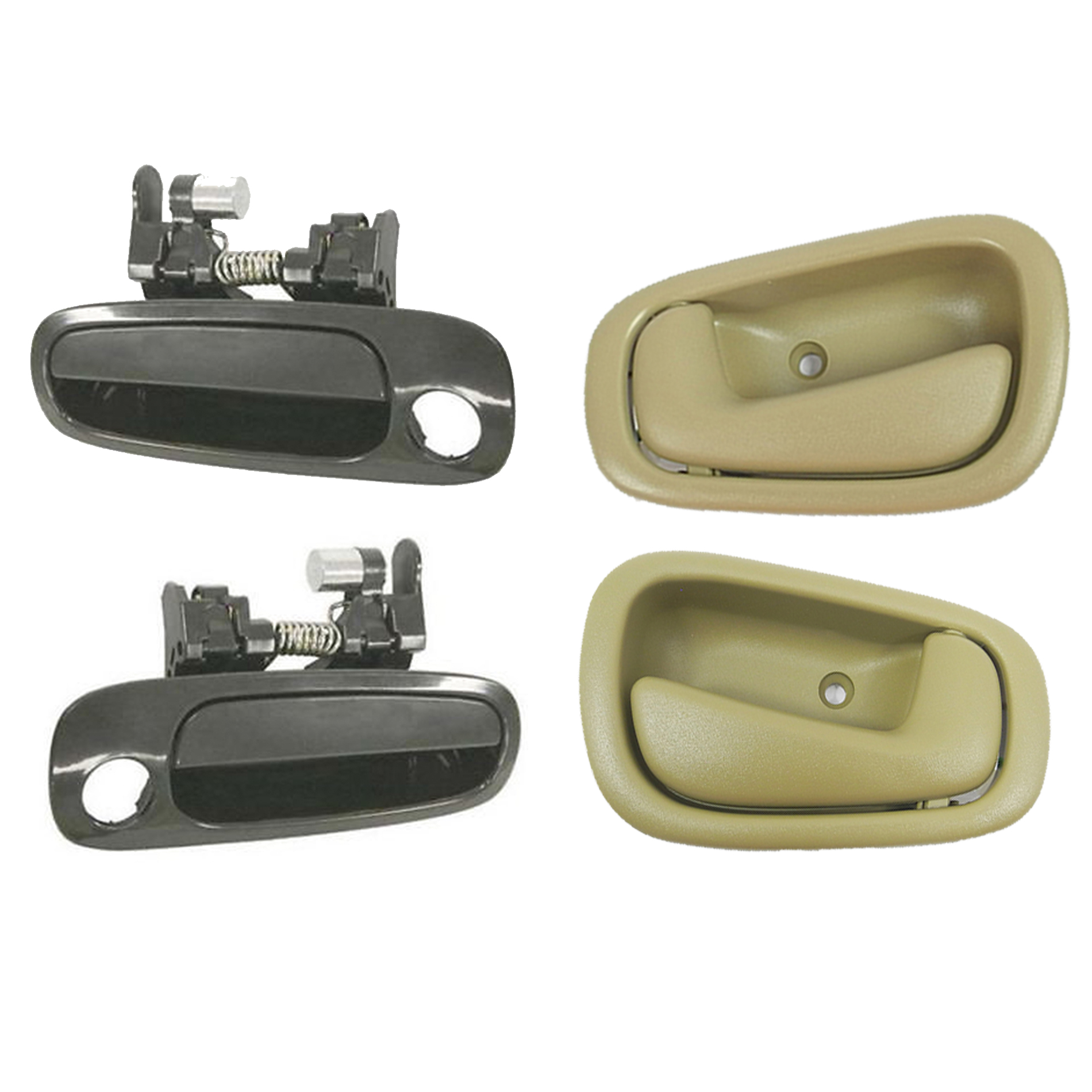 4-Piece Door Handle Set For 1998-2002 Toyota Corolla – Non-Painted & Tan (Inside + Outside)