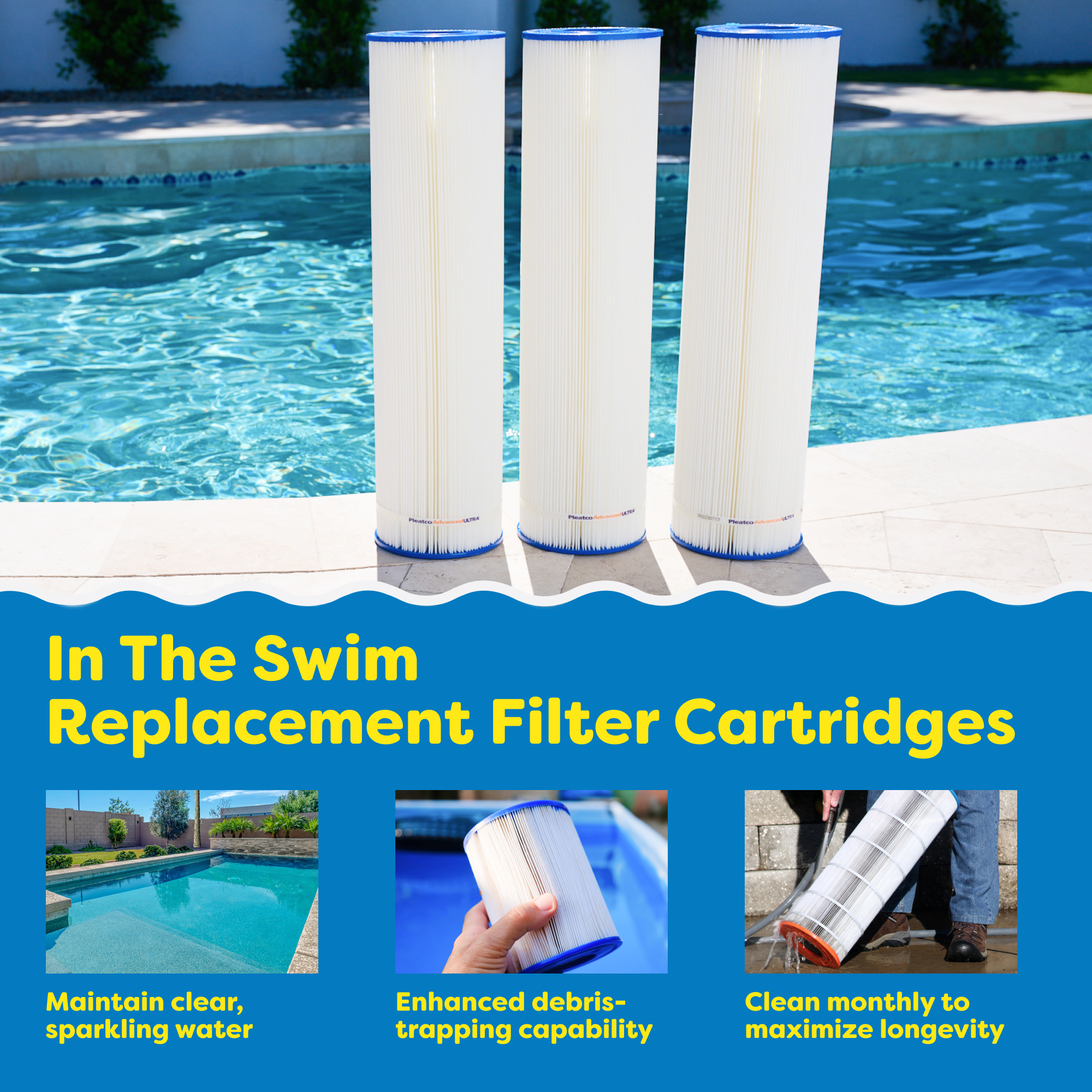 In The Swim Premium Pool Filter Cartridge 4-Pack Replacement for Pentair Clean & - Picture 2 of 8