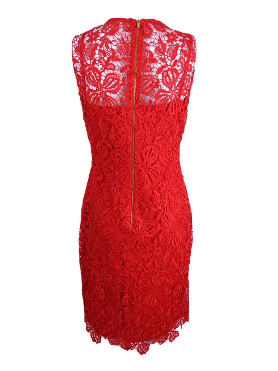 calvin klein red lace dress