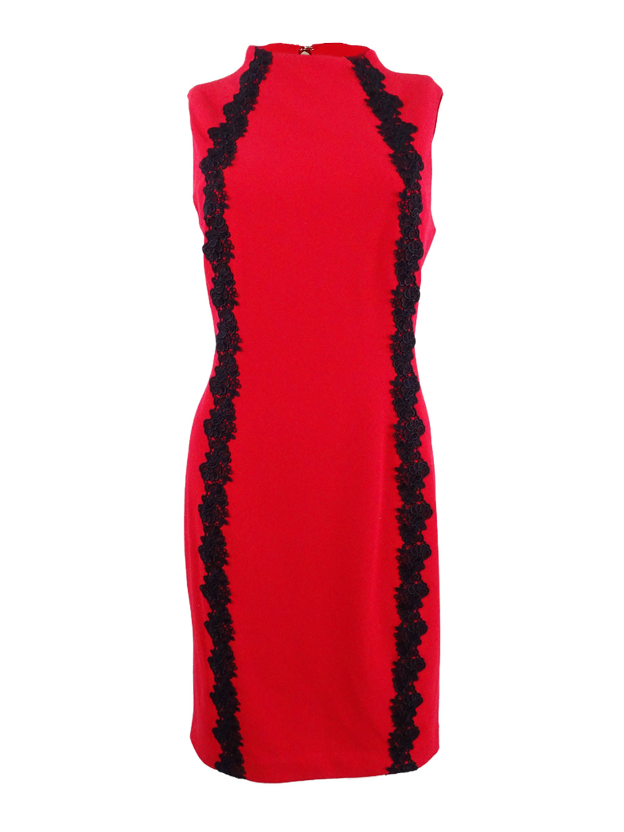 tommy hilfiger red lace dress Tommy Hilfiger Womens A-Line Dress Black Floral Lace Red 14 at Amazon  Women's Clothing store