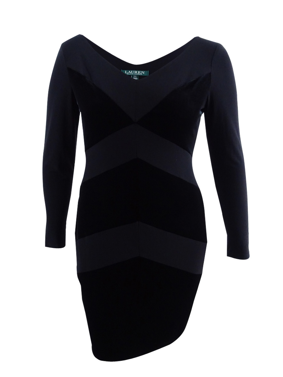 ralph lauren black velvet dress Lauren Ralph Lauren Faraine Bubble Sleeve Velvet Cocktail Dress, Black