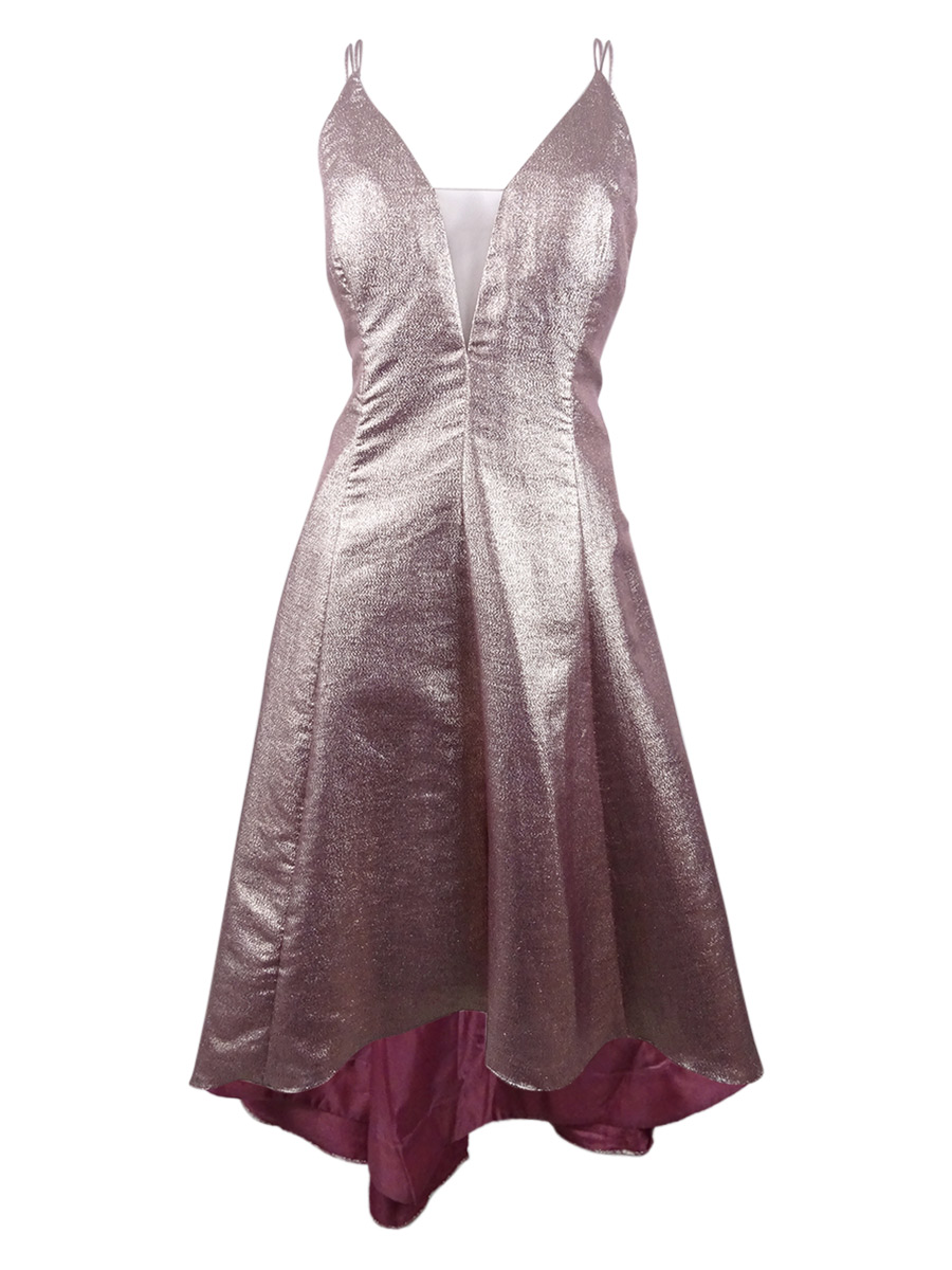 metallic plunge dress Gold Metallic Plunge Maxi Dress