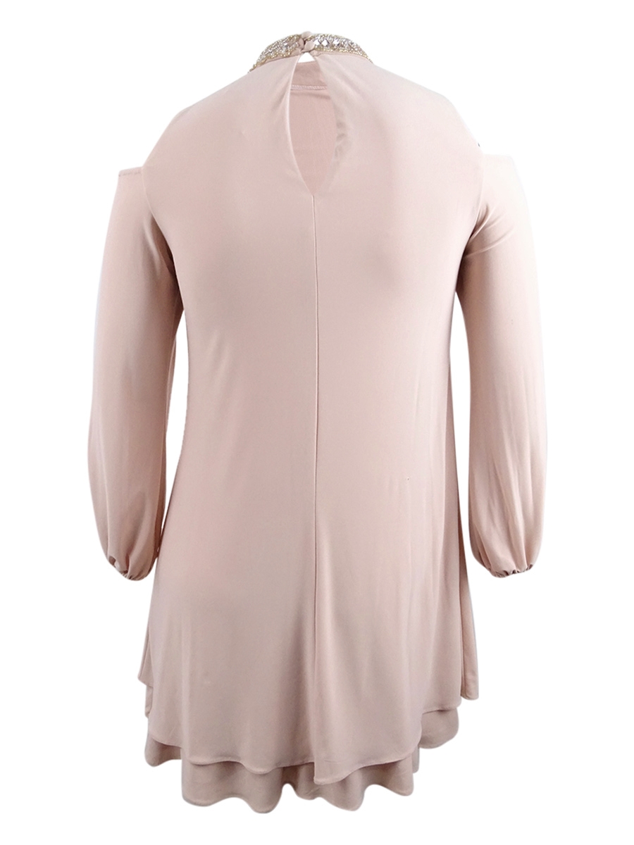 Xscape Women&rsquo;s Embellished Cold-Shoulder Party Dress